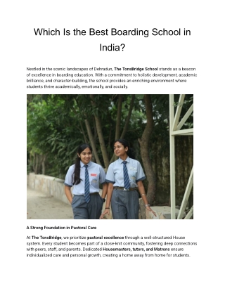 Which Is the Best Boarding School in India