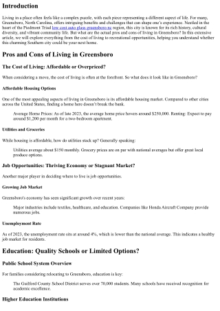 Greensboro Exposed: Benefits and Disadvantages of Local Living