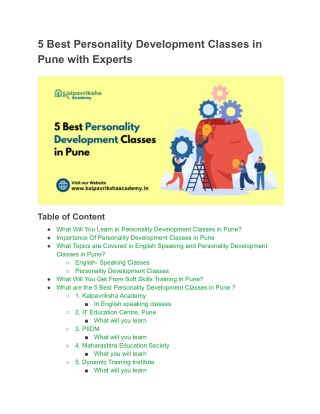 Best Personality Development Classes in Pune for Confidence & Success