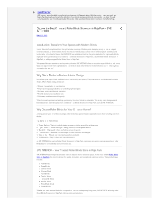 Roller Blinds Showroom in Raja Park - Sve Interior