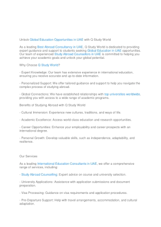 Expert Guidance for Global Education in UAE