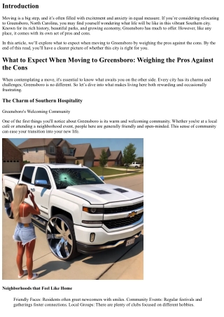 What to Expect When Moving to Greensboro: Weighing the Pros Against the Cons