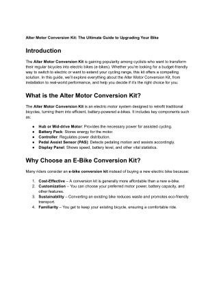 Alter Motor Conversion Kit_ The Ultimate Guide to Upgrading Your Bike