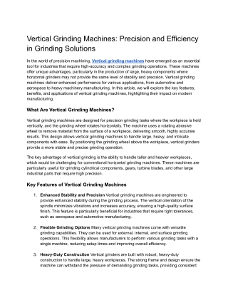 Enhance Precision with Vertical Grinding Machines