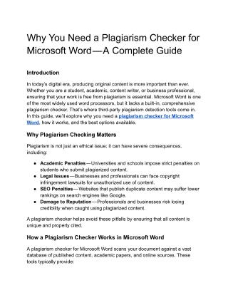 Why You Need a Plagiarism Checker for Microsoft Word — A Complete Guide