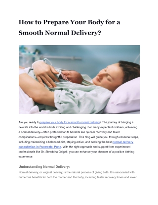 How to Prepare Your Body for a Smooth Normal Delivery_