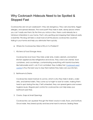 Why Cockroach Hideouts Need to be Spotted & Stopped Fast
