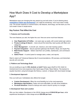 How Much Does It Cost to Develop a Marketplace App