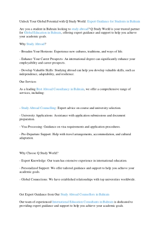 Discover New Horizons Q Study World's Study Abroad Solutions in Bahrain (1)