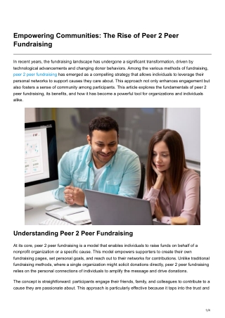 Empowering Communities The Rise of Peer 2 Peer Fundraising