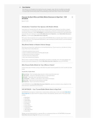 Blinds Showroom in Raja Park - Sve Interior