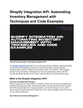 Shopify Integration API_ Automating Inventory Management with Techniques and Code Examples