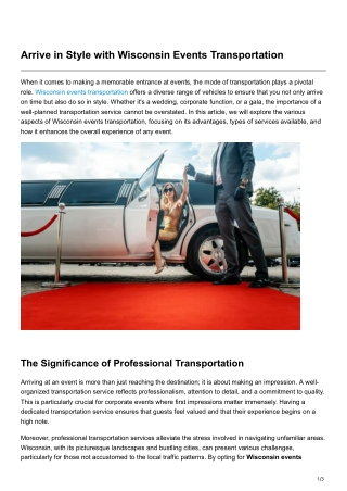 Arrive in Style with Wisconsin Events Transportation