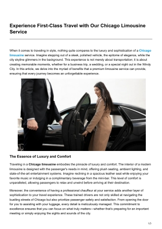 Experience First-Class Travel with Our Chicago Limousine Service