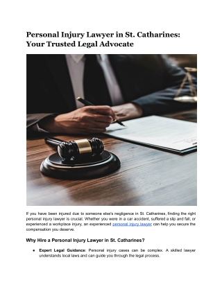 Personal Injury Lawyer in St. Catharines: Your Trusted Legal Advocate