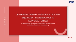 Analytics for manufacturing