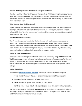 The Best Wedding Venues in New York for a Magical Celebration