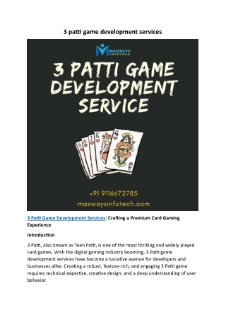 3 patti game development services