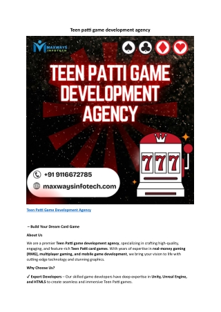 Teen patti game development agency