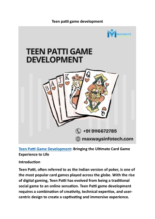 Teen patti game development