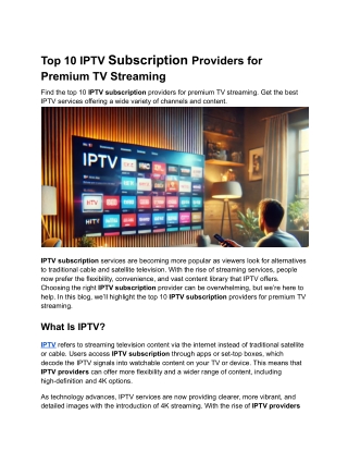 Top 10 IPTV Subscription Providers for Premium TV Streaming