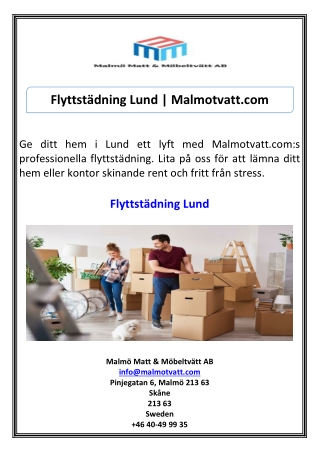 Flyttstädning Lund Malmotvatt.com