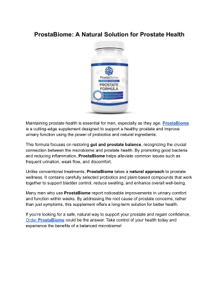 ProstaBiome_ A Natural Solution for Prostate Health