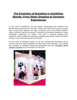 The Evolution of Branding in Exhibition Stands From Static Displays to Dynamic Experiences