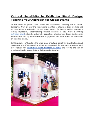 Cultural Sensitivity in Exhibition Stand Design Tailoring Your Approach for Global Events