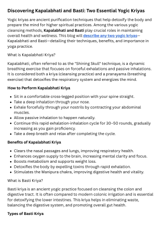 Describe Any Two Yogic Kriyas