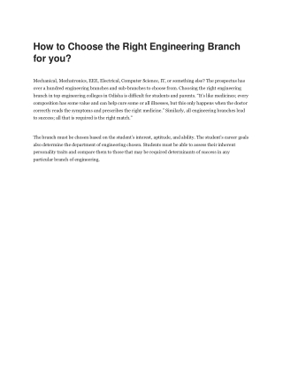 How to Choose the Right Engineering Branch for you