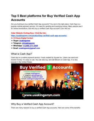 Top 5 Best platforms for Buy Verified Cash App Accounts