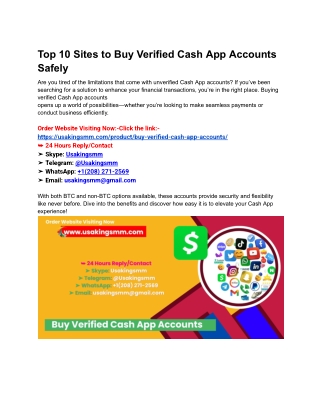Top 10 Sites to Buy Verified Cash App Accounts Safely