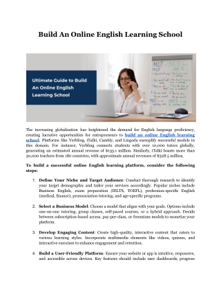 Build An Online English Learning School