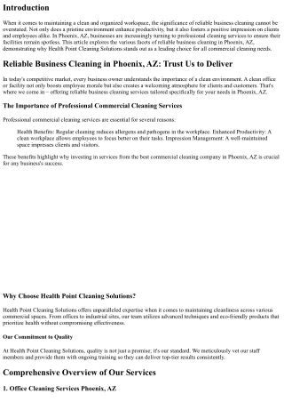Reliable Business Cleaning in Phoenix, AZ: Trust Us to Deliver