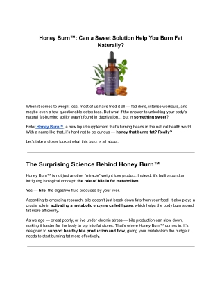 Honey Burn™_ Can a Sweet Solution Help You Burn Fat Naturally