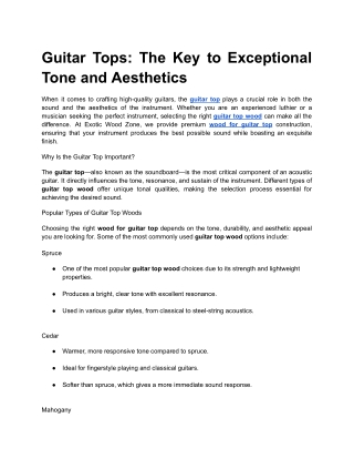 Guitar Tops_ The Key to Exceptional Tone and Aesthetics