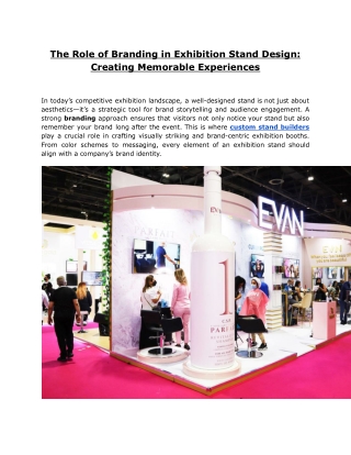 The Role of Branding in Exhibition Stand Design_ Creating Memorable Experiences