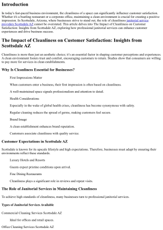 The Impact of Cleanliness on Customer Satisfaction: Insights from Scottsdale AZ