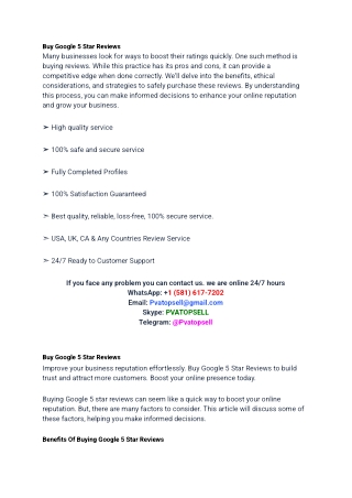 (100% Real & Non-Drop) Buy 5 Star Google Reviews for