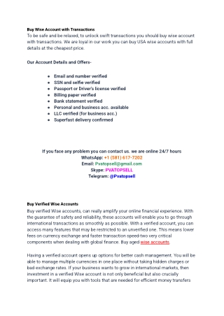 Top 3 site to Buy Verified Wise Accounts _ New York City