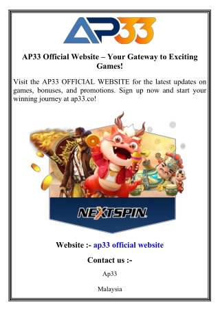 AP33 Official Website – Your Gateway to Exciting Games!