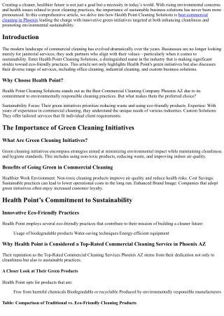 Building a Cleaner Future with Health Point’s Green Initiatives