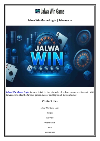 Jalwa Win Game Login  Jalwaaa.in