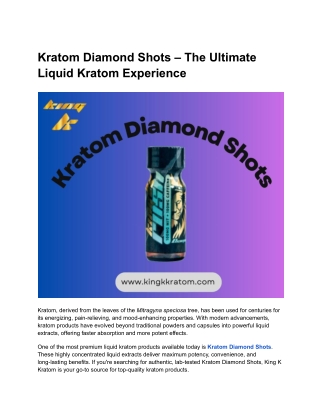 Kratom Diamond Shots – The Ultimate Liquid Kratom Experience