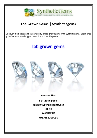 Lab Grown Gems  Syntheticgems