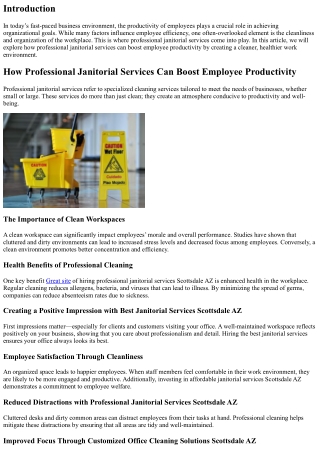 How Professional Janitorial Services Can Boost Employee Productivity