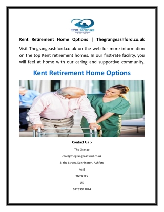 Kent Retirement Home Options  Thegrangeashford.co.uk