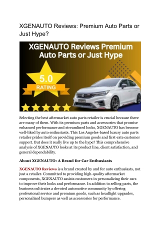 XGENAUTO Reviews: Real Customer Experiences & Insights