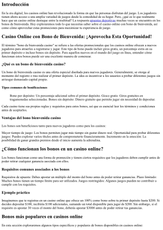 Casino Online con Bono de Bienvenida: ¡Aprovecha Esta Oportunidad!